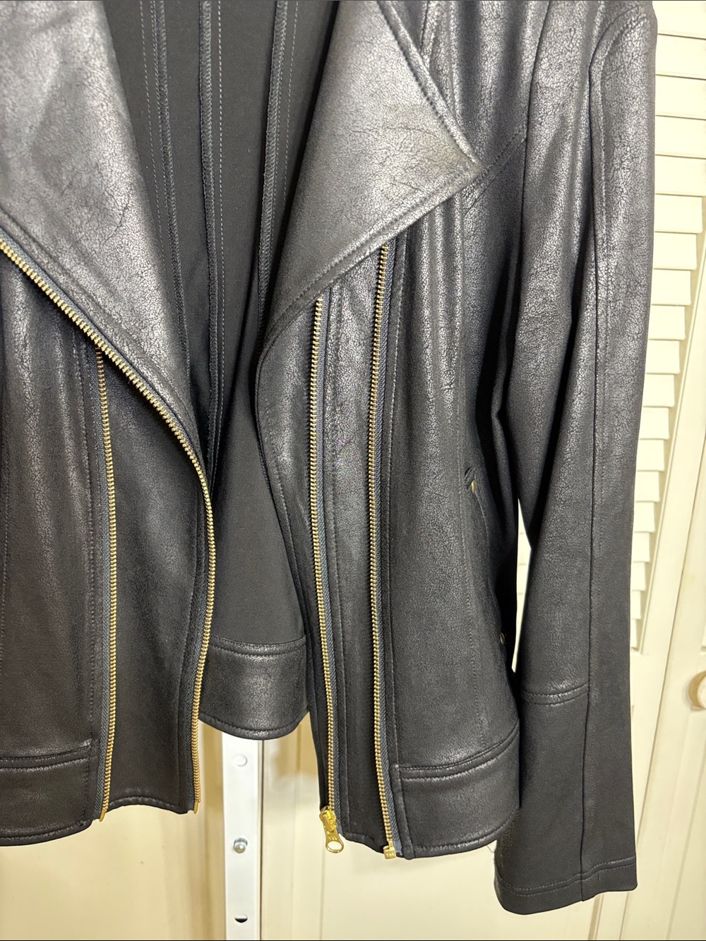 Clara Sunwoo Liquid Faux Leather Jacket with Double Zip Medium - Picture 10 of 16